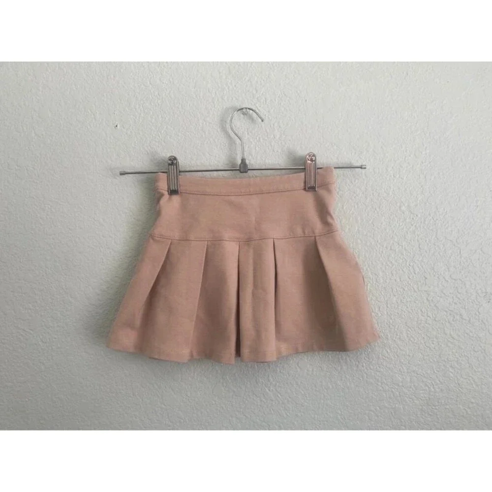 Gap Kids Khaki Pleated Stretch Skirt Size XS 4-5 Side Zip School Uniform